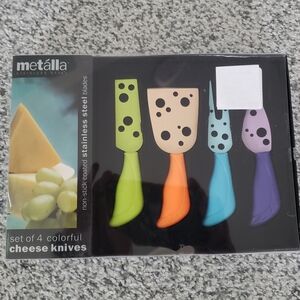Cheese Knives Set Of 4 Metalla Stainless Steel blades